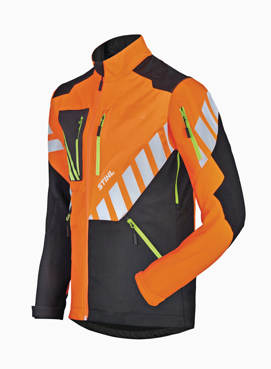 Die atmungsaktive und vollelastische Waldarbeitsjacke Stihl Advance ShellTEC bietet Profis hohen Tragekomfort und viel Bewegungsfreiheit. Gleichzeitig sorgen der hohe Warnorangeanteil und die reflektierenden Streifen fr eine ausgezeichnete Sichtbarkeit. 