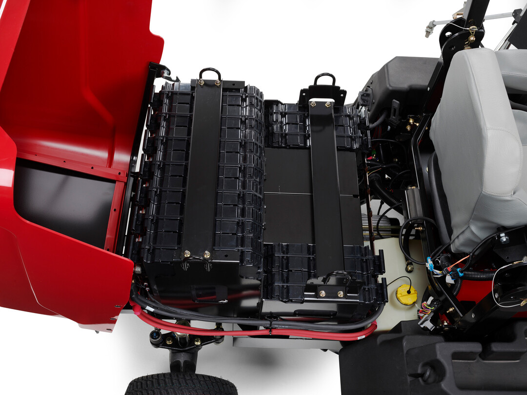 Der Groundsmaster e3200 von Toro. Sein eigens entwickeltes HyperCell-Akkumodul ermglicht laut Hersteller eine Laufzeit von bis zu acht Stunden.