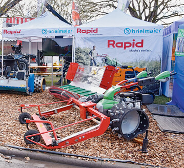 Die ganze Gertetrger-Vielfalt auf Einachs-Fahrwerk und Raupenlaufwerken brachte Rapid Technik auf seinen Messestand nach Offenburg.