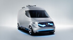 Mercedes-Benz Vision Van - Exterieur. Mercedes-Benz Vans entwickelt sich vom reinen Fahrzeughersteller zum Anbieter kundenorientierter Gesamtsystemlösungen. Im Foto die voll-elektrische Studie Vision Van, die zur Nutzfahrzeuge IAA 2016 der Öffentlichkeit präsentiert wurde.
