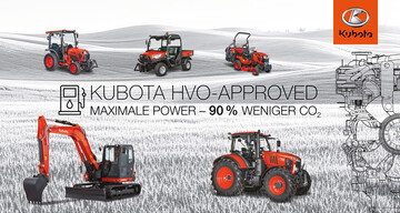 Maschinen und Fahrzeuge mit Dieselmotoren von Kubota knnen mit dem Kraftstoff HVO vllig fossilfrei betrieben werden.