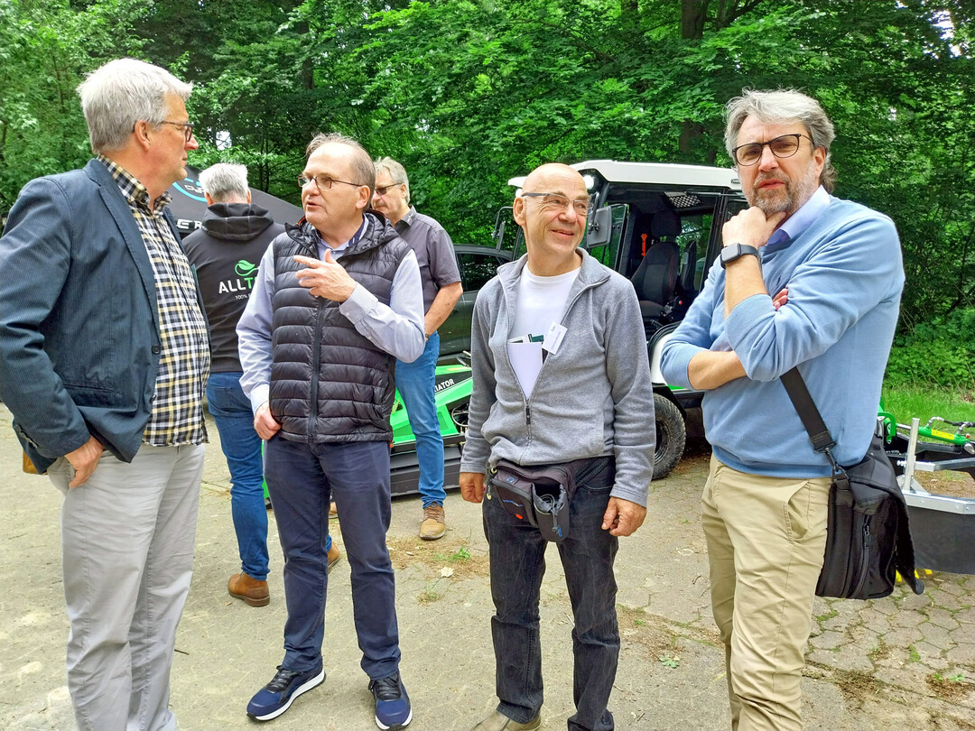 V. l. Organisator Dr. Arnd Verschwele, Peter Boas (Leiter des Pflanzenschutzamts Berlin), FM-Autor Ekkehard Musche, Referent Prof. Martin Thieme-Hack von der Hochschule Osnabrck