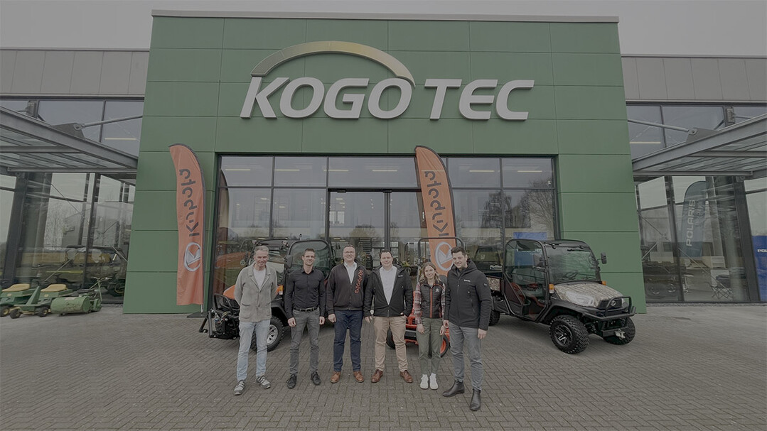 So sieht Teamarbeit aus (v.l.): Paul und Kai Hohel�chter, Gesch�ftsf�hrung KOGOTEC GmbH, Lars Dussler, Gebietsleiter Nord Kubota, Jan Wacker, Vertriebsleiter Kubota, Anna Dr�ker, Sales Coordinator Kubota und Fabiano Hensen, Manager Marketing & Productmanagement Kubota.