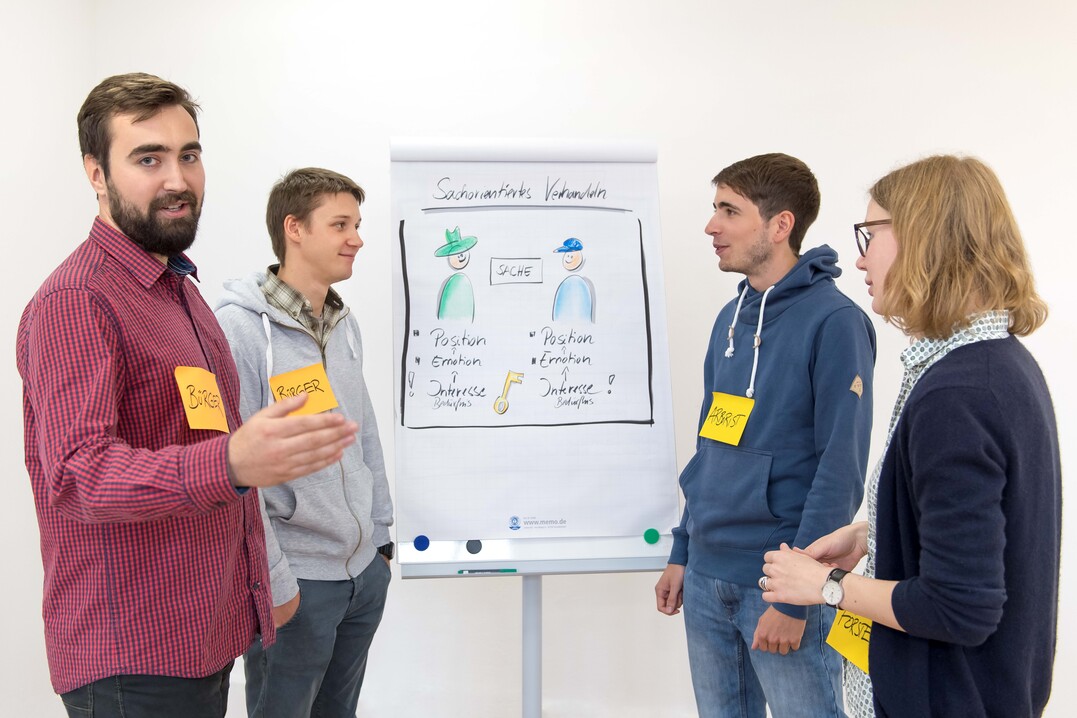 Kommunikations-Seminar: Masterstudierende üben respektvolles Diskutieren