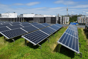 Solargrndcher (Kombination von Photovoltaik und Dachbegrnung) sind eine bewhrte Methode, welche die Vorteile von Dachbegrnungen und der Solarnutzung sinnvoll miteinander kombiniert.