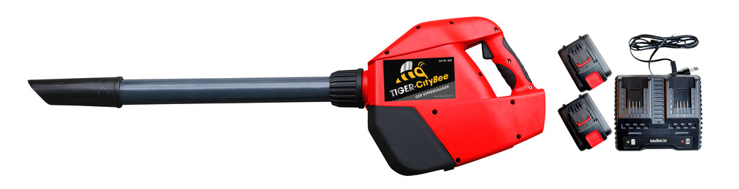 Die TIGER-CityBee wird inklusive Ladegert und zwei Lithium-Ionen-Batterien (18 V, Kapazitt jeweils 50 Wh) ausgeliefert.