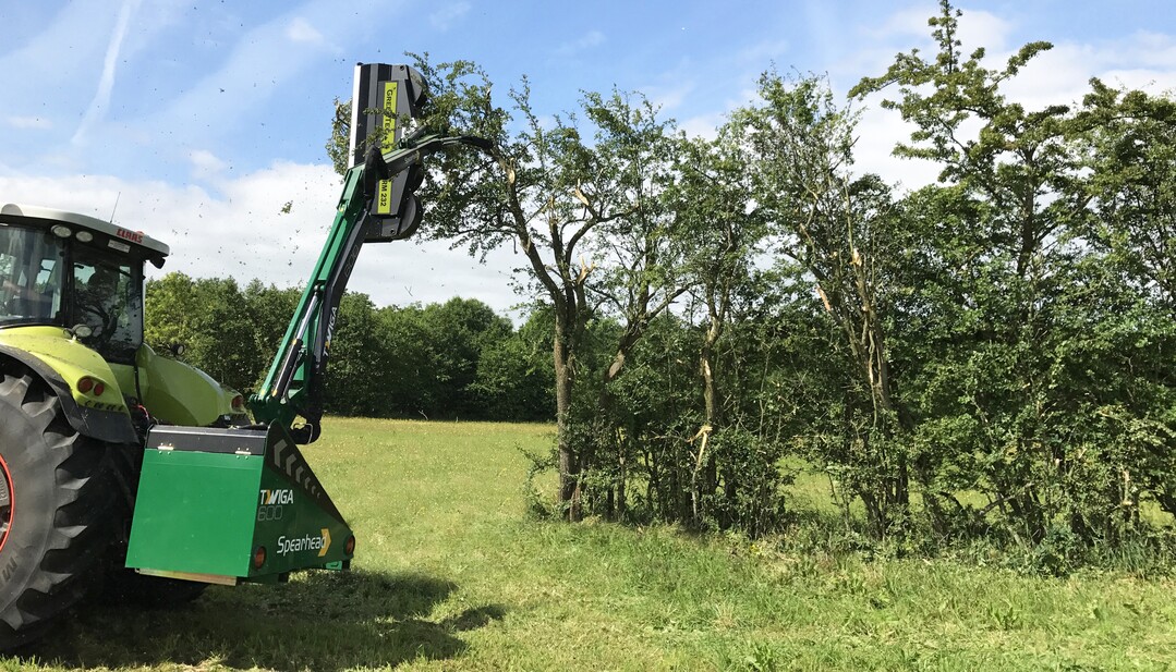 Schlagkraft: Der GreenTec Astschneider RM 232 mit 2,3 m Arbeitsbreite schneidet und zerkleinert Äste bis zu 40 mm Durchmesser in einem Arbeitsgang
