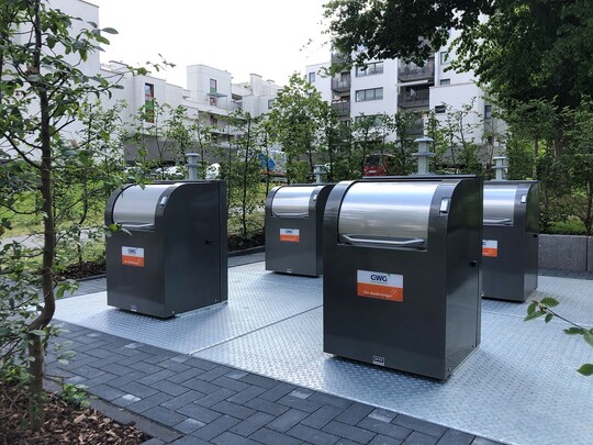 Das neue Unterflursystem an der Wilhelmshher Allee 327 ist beispielhaft fr die Neugestaltung der Sammelstellen von Wohnungen der GWG in Kassel. 