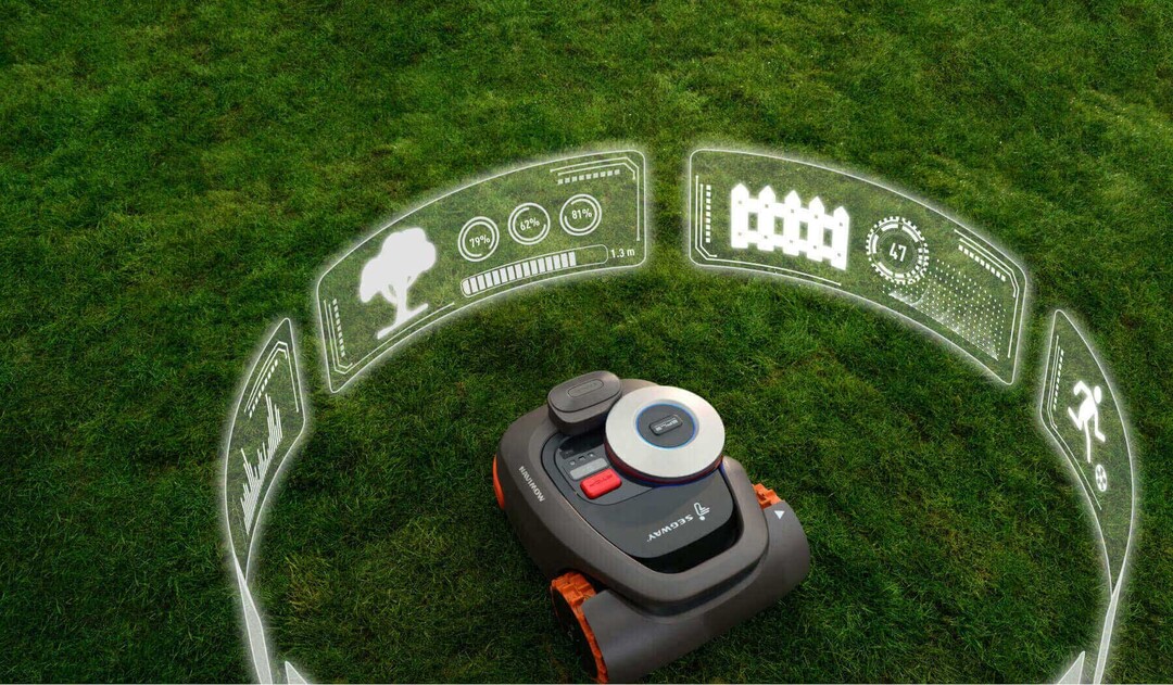 Der neue VisionFence-Sensor von Segway mit integrierter KI-Technologie ermglicht es Navimow, komplexe Rasenflchen intelligenter und genauer zu mhen.