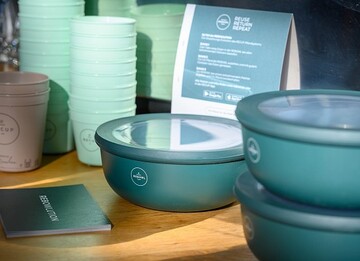 Das Mehrweg-Pfandsystem RECUP und REBOWL. 