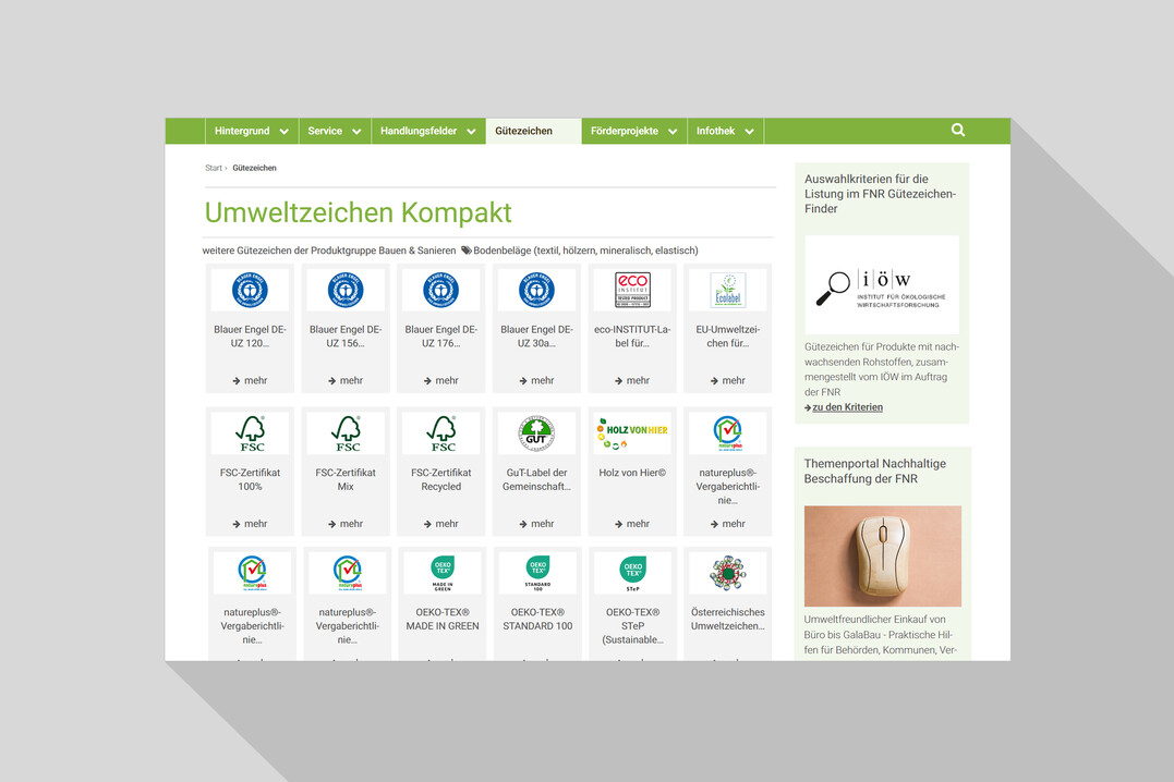 Orientierung im Gtezeichen-Dschungel: Umweltzeichen Kompakt listet Zeichen fr Produkte und Dienstleistungen mit nachwachsenden Rohstoffen  im Sinne einer zuknftigen Biokonomie.