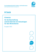 Die Forschungsgesellschaft für Straßen- und Verkehrswesen (FGSV) hat die „Hinweise für die Beschaffung und den Betrieb von Soleanlangen für den Winterdienst“ (H SolA), mit einer neuen Ausgabe 2022, herausgegeben.