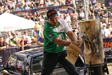 Danny Mahr beim Standing Block Chop, Deutsche Meisterschaft 2019 in Oberhof.