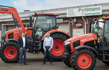 David Schulze Hillert, Geschftsfhrer Gartenland (l.), und Jrg Wischmann, Inhaber Gerteservice Pohlmann (r.), vor dem neuen Standort der Gartenland GmbH in Norderstedt. 